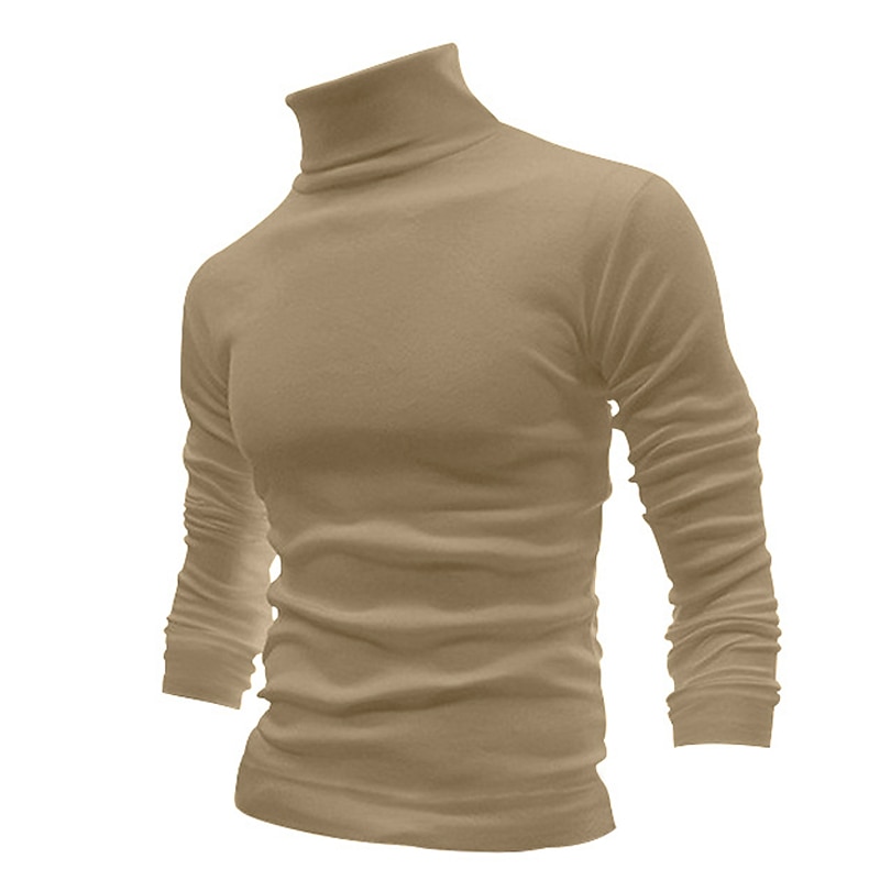 Herren T Shirt T-Shirt Langarmshirt Langarm Rollkragen Frühling & Herbst Einfach Mode Designer Basic Urlaub Straße Ausgehen Wein Aprikose Dunkelgrau Top T-Shirt für Herren 2025 - $23.99 –P13
