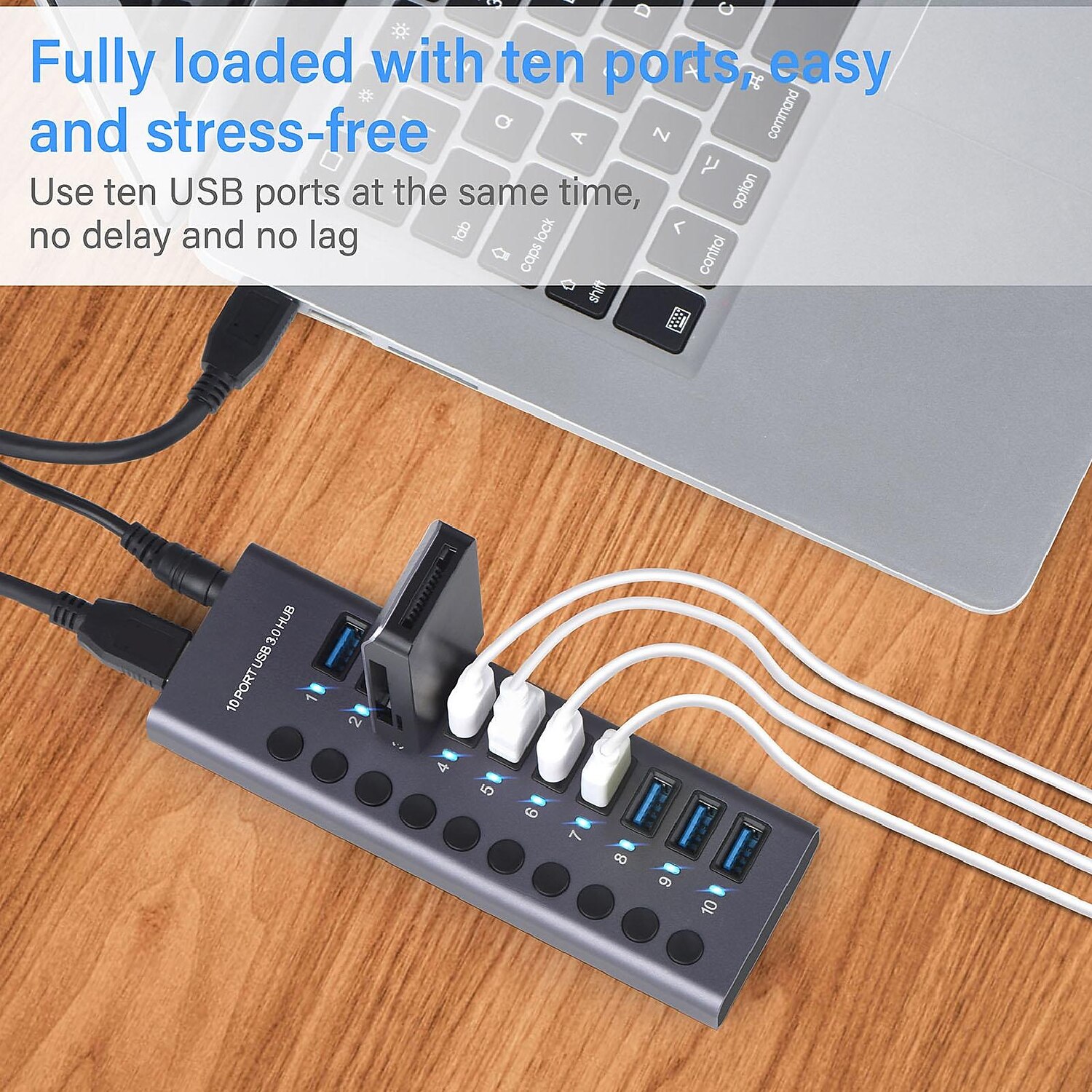100‑240V 10 Port 60W USB 3.0 Hub with Individual Power Switches LEDs Aluminum Alloy Shell USB 3.0 Docking Station 60W 12V 5A Power Adapter 2025 - $68.99 –P6