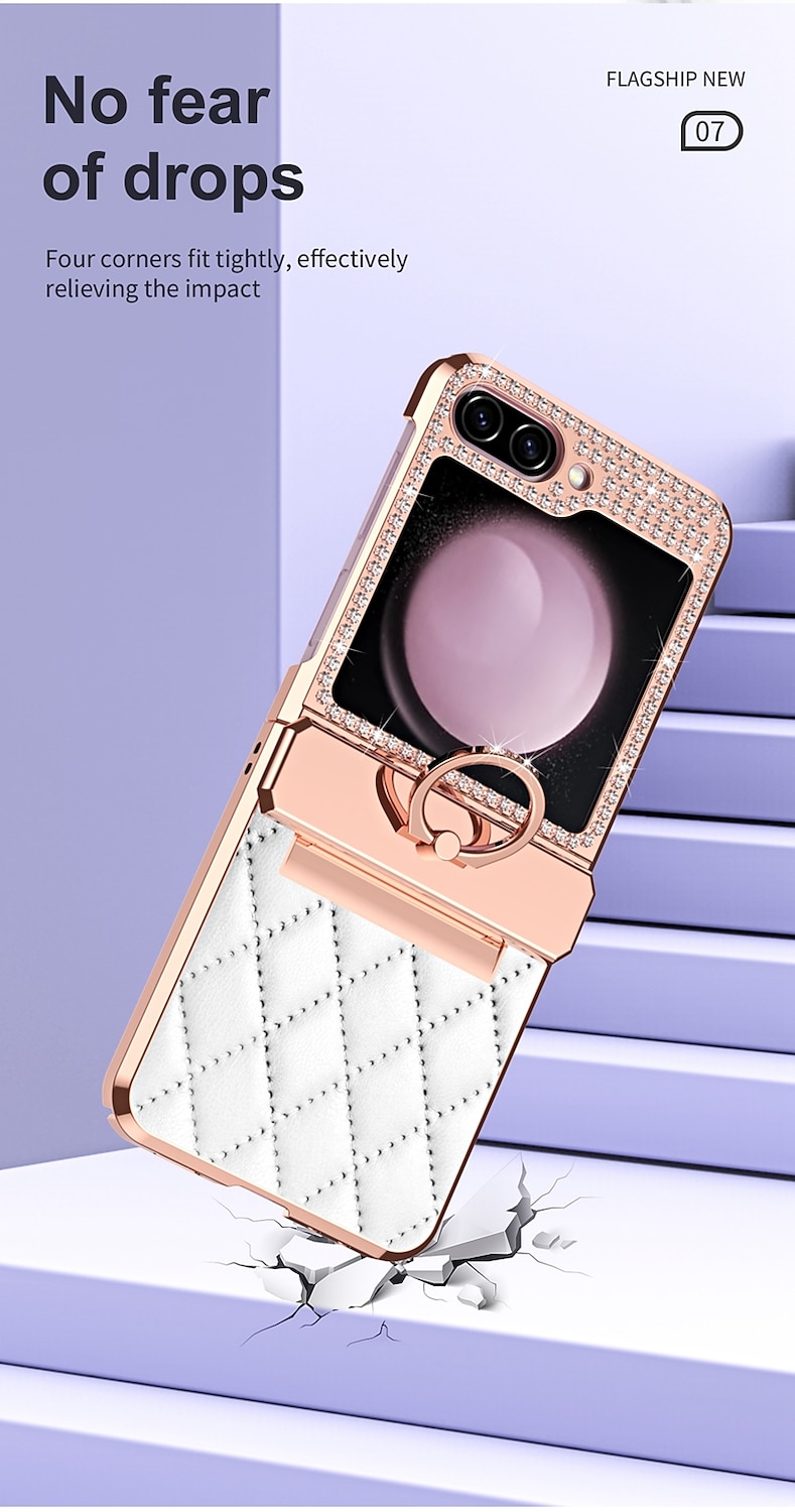 Phone Case For Samsung Galaxy Z Flip 7 Z Flip 6 Z Flip 5 Z Flip 4 Z Flip 3 Back Cover Shockproof Crystal Diamond TPU PU Leather 2025 - $29.99 –P8