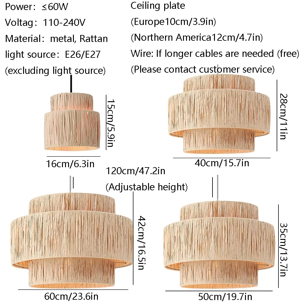 100 cm conception avec îlot Suspension Rotin Traditionnel / Classique Rustique 110-120V 220-240V de 2026 ? $173.99 –P5