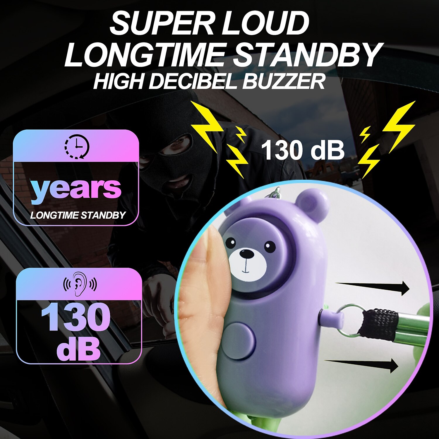 Personal Safety Alarm, 130dB High-frequency Alarm With LED Light For Women Elderly, Suitable For Outdoor Survival And Emergency 2025 - $13.99 –P3