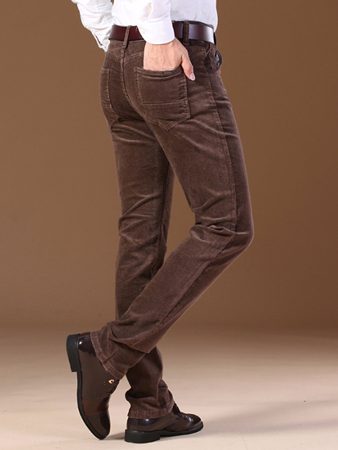 Men's Dress Pants Corduroy Pants Winter Pants Trousers Suit Pants Pocket Plain Comfort Breathable Outdoor Daily Going out Fashion Casual Dark Khaki Black 2026 - $37.99 –P5