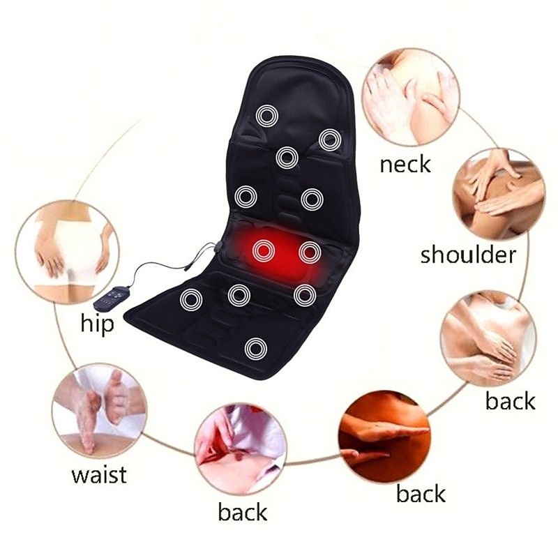 Zwarte Rugmassage Stoel Auto SUV Warmte Stoelkussen Nekpijn Lendensteun Pad 2026 - $75.99 –P6