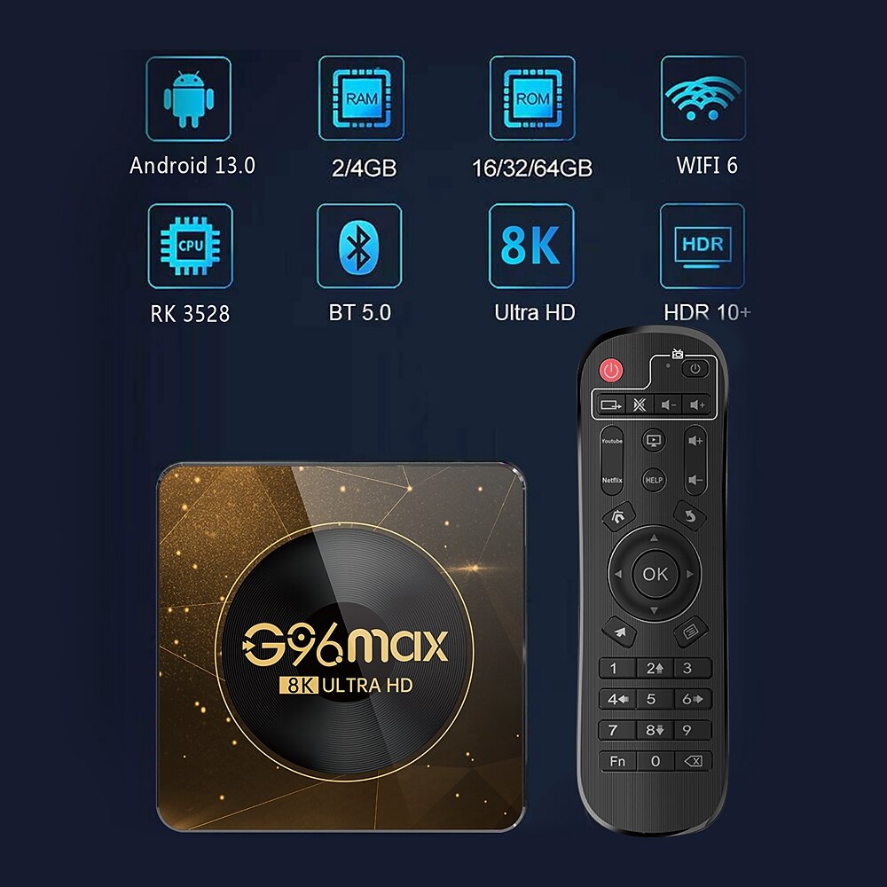 G96 MAX A13 Smart TV Box Android 13 Rockchip RK3528 8K 2.4G/5G WiFi BT5.0 Media Player 2GB 4GB 32GB 64GB ROM Youtube Set Top Box 2025 - $72.99 –P2