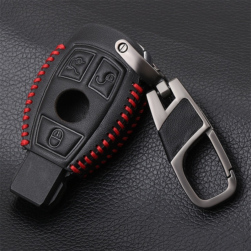 Starfire autosleutelbehuizing met afstandsbediening lederen sleutelhanger geschikt voor Mercedes-Benz AMG 3-knoppensleutel 2025 - $15.99 –P4