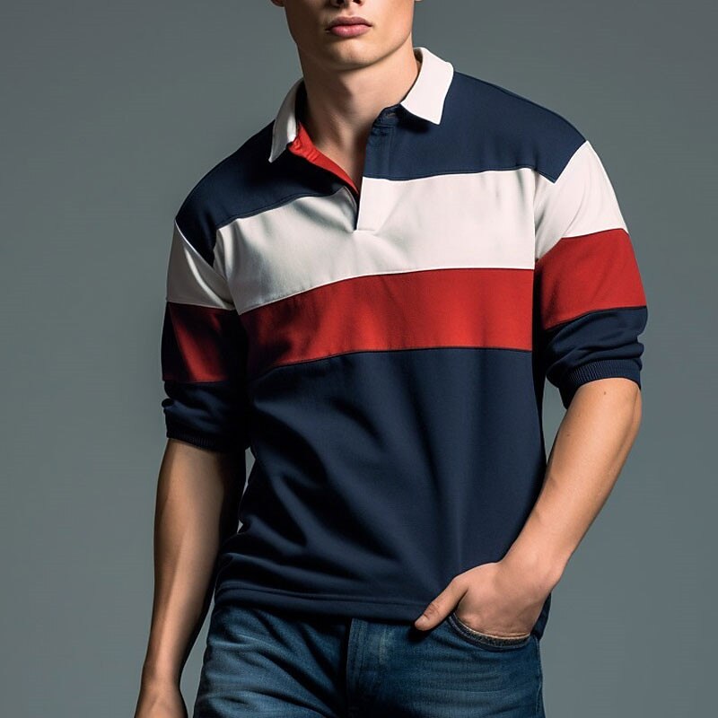 Homme Rayé Polos de Rugby manche longue Polos Fermeture éclair Occasionnel Extérieur Vêtements de rue Décontracté Quotidien 3D Imprimé Automne & Hiver bleu marine de 2026 ? $25.99 –P2