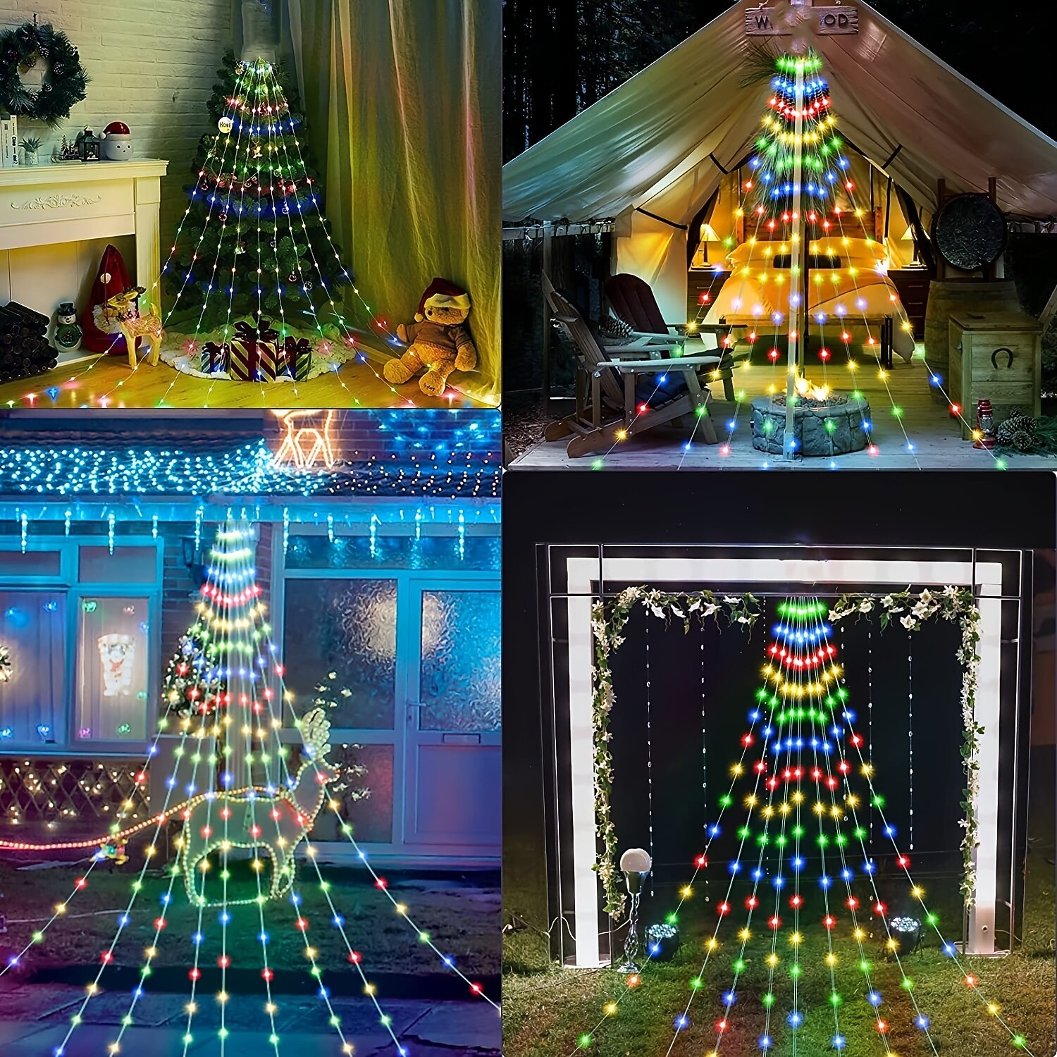 luces de hadas del árbol de la cascada 180 leds luz de la cascada del árbol de navidad 9 gotas 78,74 pulgadas luz de guirnalda al aire libre enchufe usb 8 modos cortina de ventana luz de carámbano 2025 - $22.99 –P5