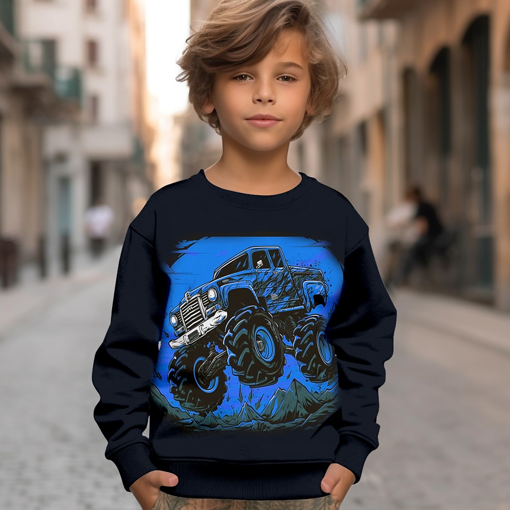 Pojkar 3D Bilar brand Tröja Pullover Långärmad 3D-tryck Höst Vinter Mode Streetwear Häftig Polyester Barn 3-12 år Utomhus Ledigt Dagligen Normal 2025 - $17.49 –P6