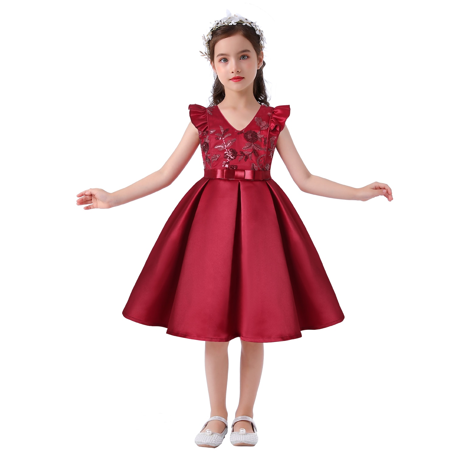Kids Girls' Party Dress Solid Color Sleeveless Formal Performance Wedding Lace Adorable Daily Beautiful Cotton Midi Party Dress Floral Embroidery Dress Flower Girl's Dress Summer Spring Fall 3-10 2025 - $28.99 –P8