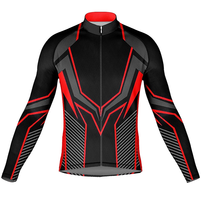 Herren Radtrikot Grafik Geometrisch Langarm Fahhrad Oberteil mit 3 Gesäßtaschen Mountainbike MTB Straßenradsport Schnelltrocknend Reflektierende Streifen Rückentasche Feuchtigkeitsableitend Sport 2025 - $34.99 –P9