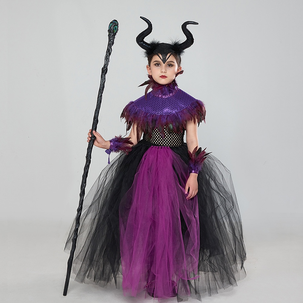 Halloween Hexe Maleficent Walpurgisnacht Kleid Cosplay Kostüm Tutu Kinder Mädchen Cosplay Halloween Leistung Party Halloween Halloween Karneval Maskerade Einfaches Karnevalskostüm 2025 - $48.99 –P7