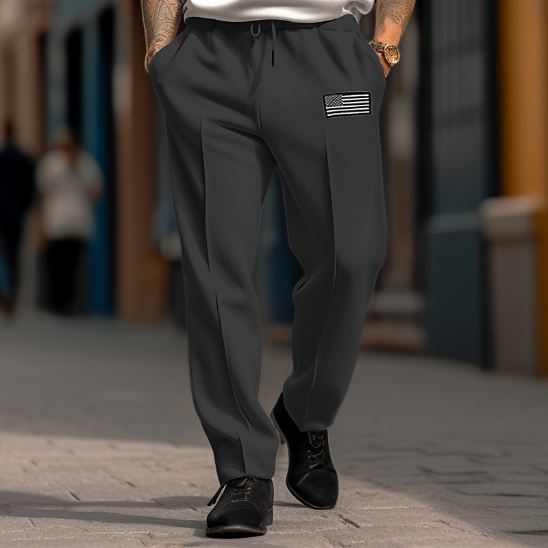 Homens Calças Esportivas Corredor Calças Calça de moletom de perna reta Calças Plissadas Com Cordão Cintura elástica Perna reta Bandeiras Conforto Respirável Casual Diário Feriado Esportes Moda de 2026 por $25.99 –P4