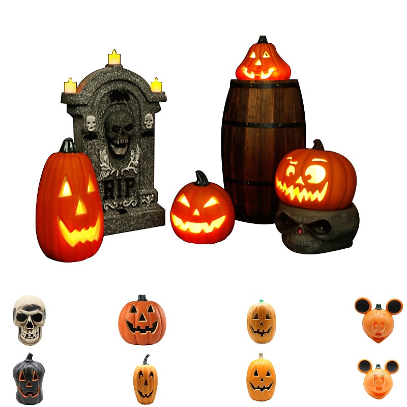 halloween dekorációk világító sütőtök dísz, jack o lámpás parti kellék halloween őszi kültéri kertben, halloween dekoráció 1db 2025 - $15.99 –P3