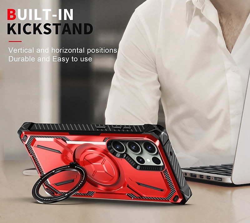 Phone Case For Samsung Galaxy S23 S22 S21 Ultra Plus With Magsafe with Stand Bumper Frame Magnetic Armor TPU PC 2025 - $21.99 –P6