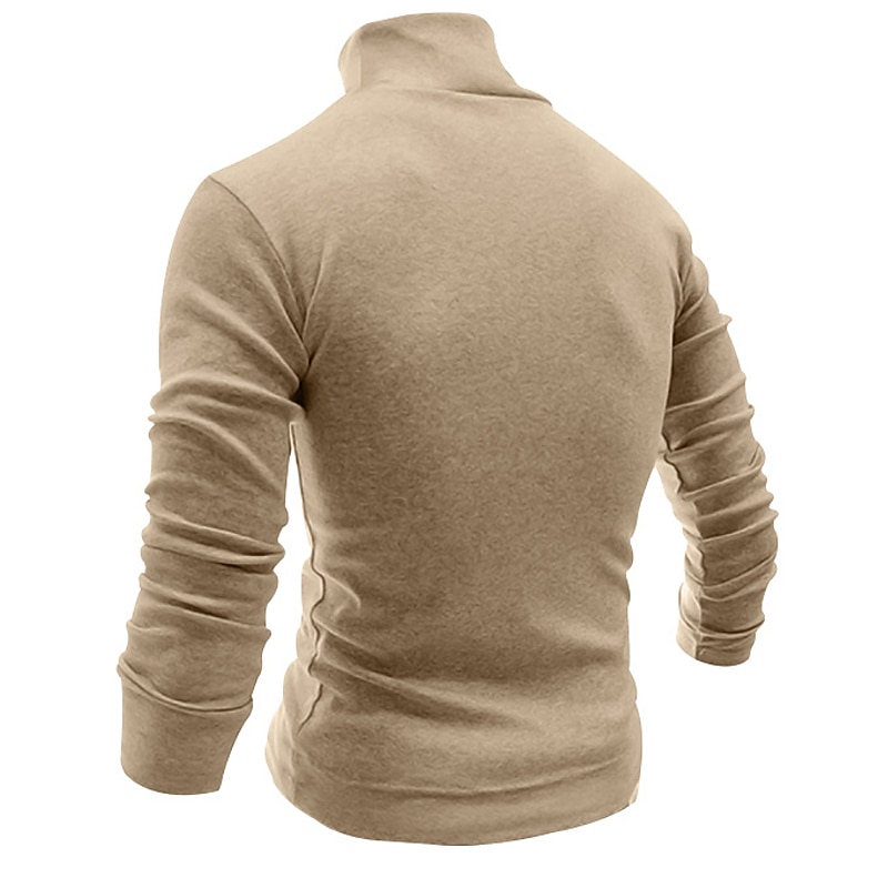 Herren T Shirt T-Shirt Langarmshirt Langarm Rollkragen Frühling & Herbst Einfach Mode Designer Basic Urlaub Straße Ausgehen Wein Aprikose Dunkelgrau Top T-Shirt für Herren 2025 - $23.99 –P14