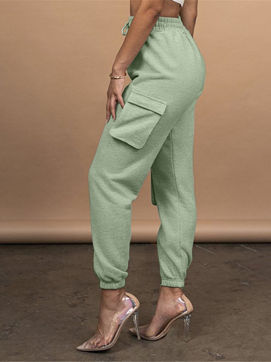 dámské cargo khaki kalhoty dlouhé bavlněné mikroelastické vysoký pas móda streetwear denní jablko zelená černá s m podzim zima 2025 - $29.99 –P17