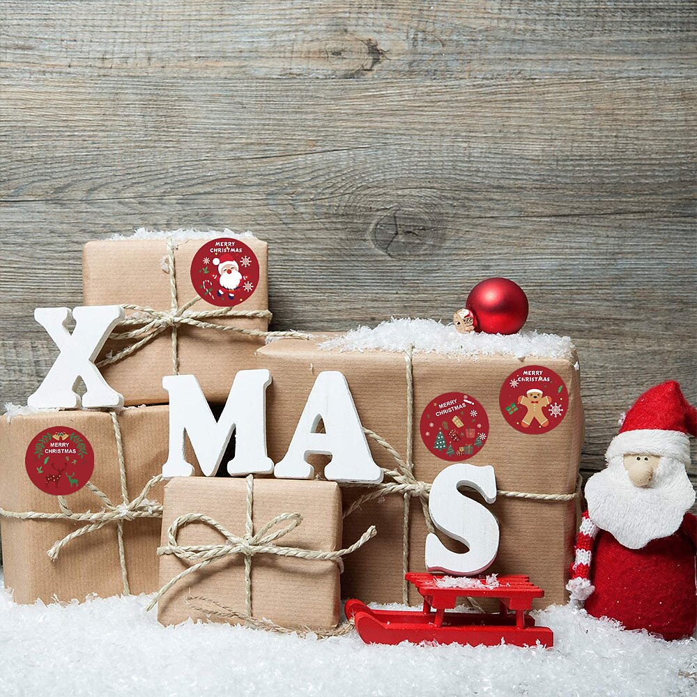 500 stks/pak 1 inch vrolijk kerstfeest stickers kerstboom elanden snoep zak afdichting sticker kerstcadeaus doos label nieuwjaar 2025 - $6.49 -P10