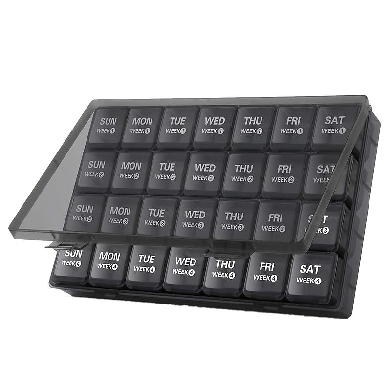 organizador mensal de comprimidos de 28 dias, caixa de comprimidos, organizador de medicamentos, organizado por semana, recipiente grande de comprimidos de 4 semanas com estojo à prova de poeira para de 2025 por $15.49 –P1