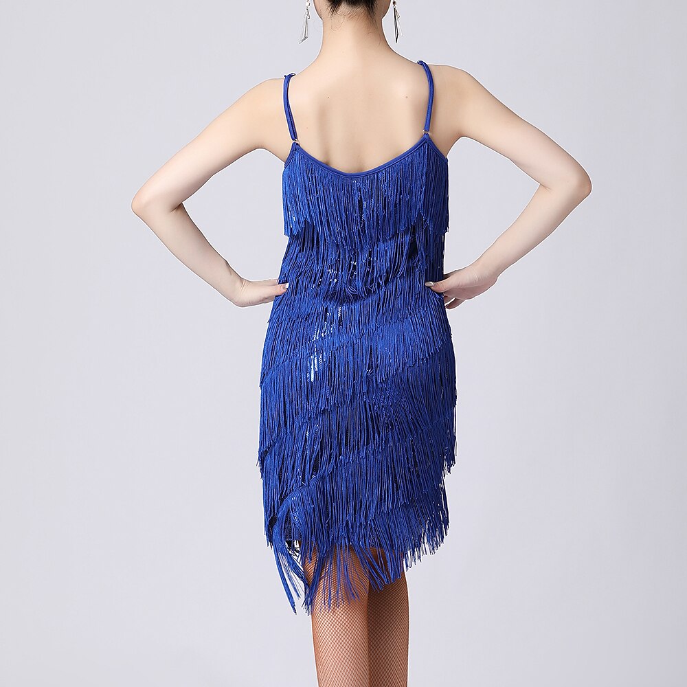 Latein-Tanz Kleid Pure Farbe Farbaufsatz Pailetten Damen Leistung Ausbildung Ärmellos Hoch Polyester 2026 - $48.99 –P2