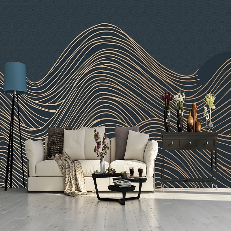 cool wallpapers 3d abstracte muurschildering behang muurschildering muurstickers bladeren abstracte schets foto geschikt voor hotel woonkamer slaapkamer art deco 2025 - $51.99 –P13
