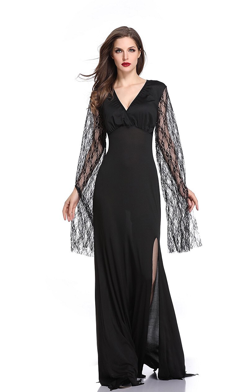 Addams család boszorkány Morticia Addams Walpurgis éjszaka Ruhák Felnőttek Női Punk és gótika Buli / Este Könnyű farsangi jelmez 2025 - $43.99 –P2