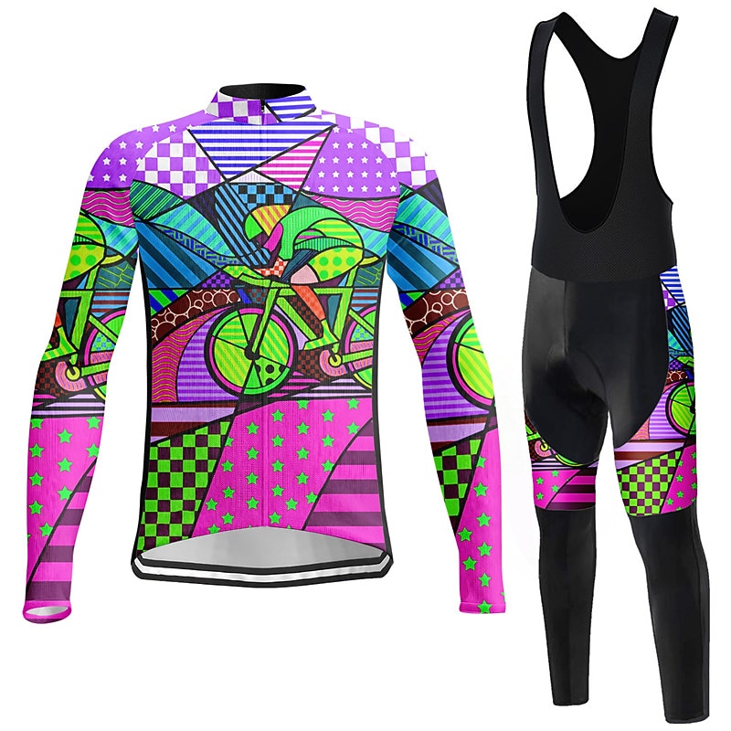 Per uomo Maglia da ciclismo con salopette Manica Lunga Mountain Bike MTB Ciclismo su strada Inverno Autunno Lilla Rosa Blu Grafico Bicicletta Cuscinetto 3D Asciugatura Rapida Tasca Posteriore del 2026 a $25.99 –P15