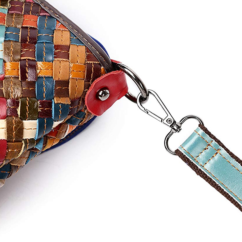 bolsa tote feminina de couro trançado multicolorido com alças duplas e estilo boho patchwork, bolsa de ombro grande para viagens, eventos de arte e uso diário casual de 2026 por $99.99 –P13