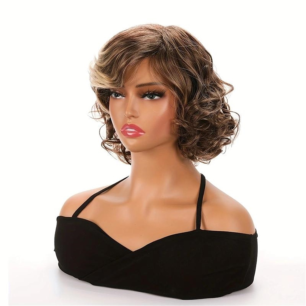 Synthetische Perücken Lockig Gerader Pony Perücke Blond Kurz Blond Synthetische Haare Damen Weich Natürlich Verstellbar Blond 2025 - $28.99 –P5