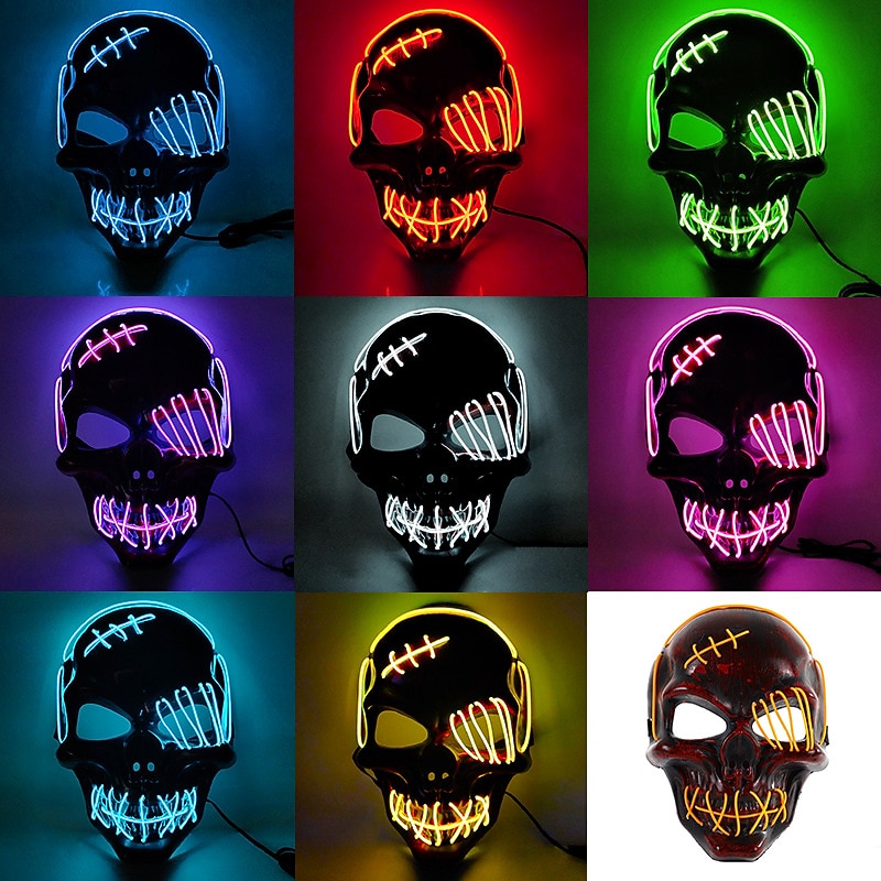 halloween izzó maszk led világít csontváz kalóz maszk halloween maszk fesztiválra cosplay halloween kellékek karneváli ajándékok 2026 - $11.49 –P6