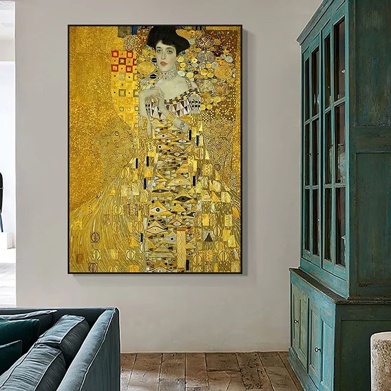 célèbre toile d'art mural gustav klimt le baiser adele bloch bauer impressions et affiches photos peinture en tissu décoratif pour salon photos sans cadre de 2025 ? $17.49 –P3