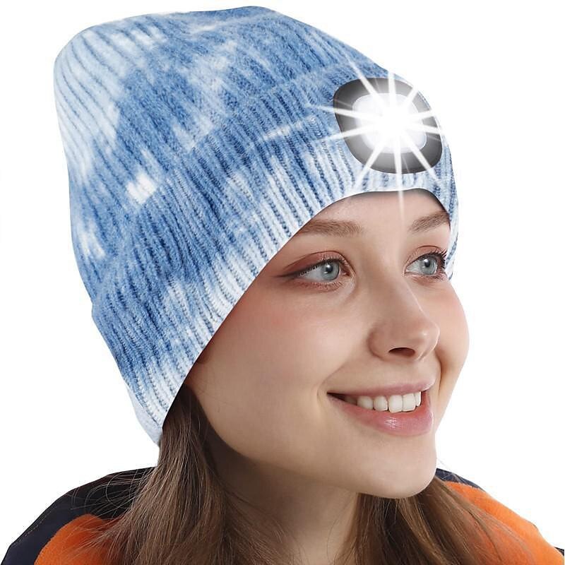 čepice unisex s lehkým usb dobíjecí 4 led čepice teplá pletená čepice pro tátu otce muži ženy manžel pletená čepice vánoční dárky 2025 - $19.99 –P6