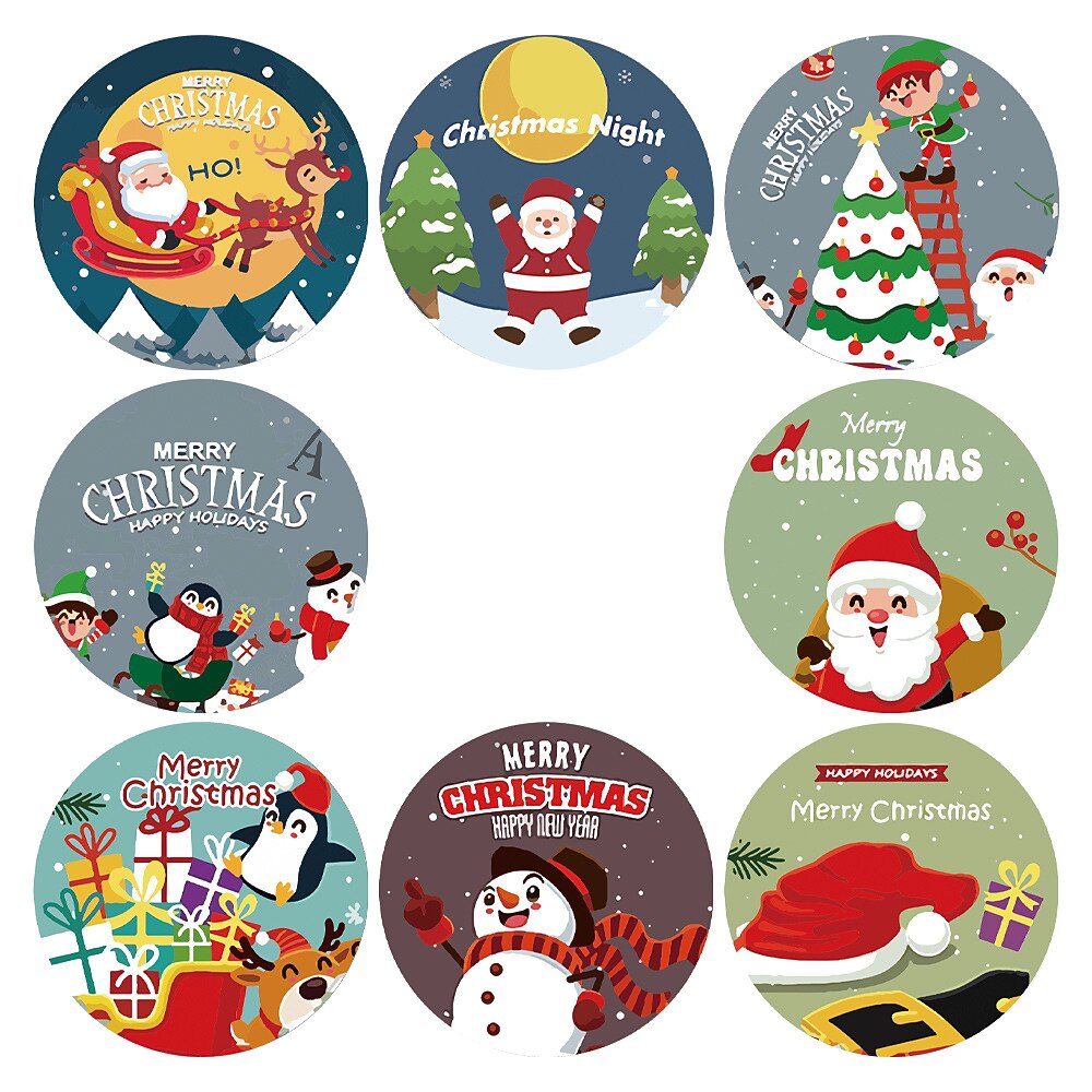 500 stks/pak 1 inch vrolijk kerstfeest stickers kerstboom elanden snoep zak afdichting sticker kerstcadeaus doos label nieuwjaar 2025 - $6.49 -P3