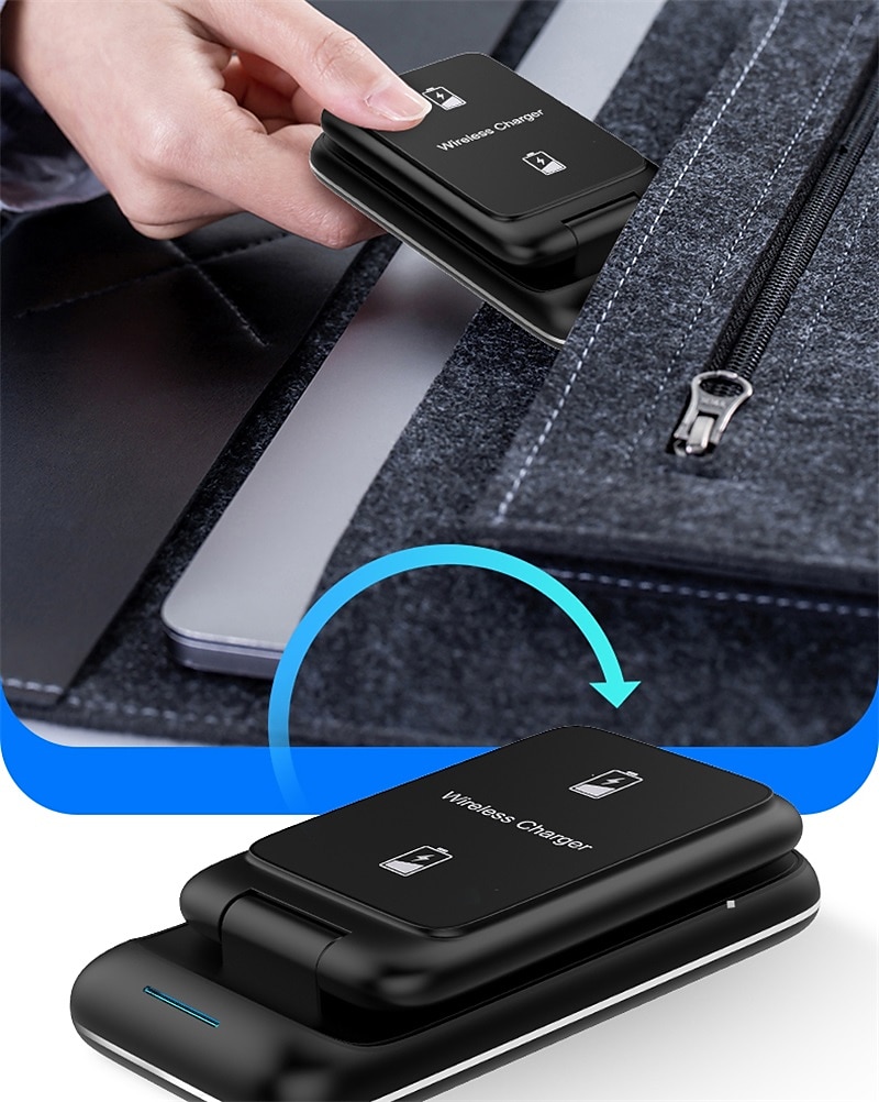 3 az 1-ben összecsukható 15 W-os gyors vezeték nélküli töltőállvány iphone-hoz 14 13 12 pro max Apple watch airpods pro vezeték nélküli töltőállomás 2025 - $36.99 –P4
