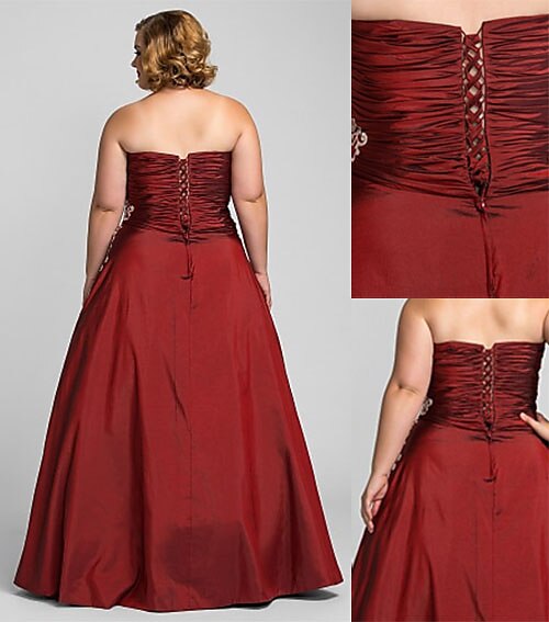 Ball Gown Plus Size Dress Prom Formal Evening Floor Length Sleeveless Strapless Taffeta with Beading Appliques 2024 2025 - $159.99 –P2