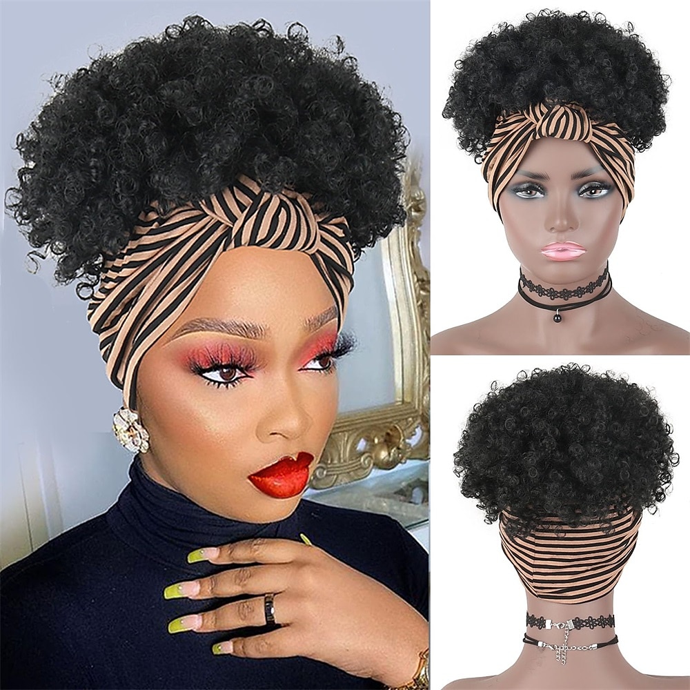 Afro Kinky Curly Wig Headband Wig Gray Wigs for Women Short Curly Afro Wig with Headband Attached Synthetic Gray Ombre Wig Womens Curly Real Hair Glueless Wig Gray Hair Wigs 4Inch 2025 - $24.99 –P1