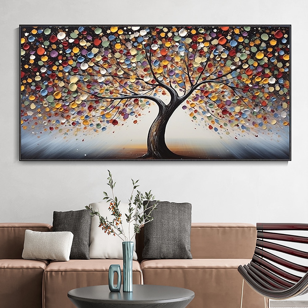 Hand Painted Wall Art Abstract Colorful Tree Canvas Oil Painting Handmade Textured Landscape  Painting Hand Painted Forest painting Home Decoration Decor Rolled Canvas 2025 - $69.99 –P2