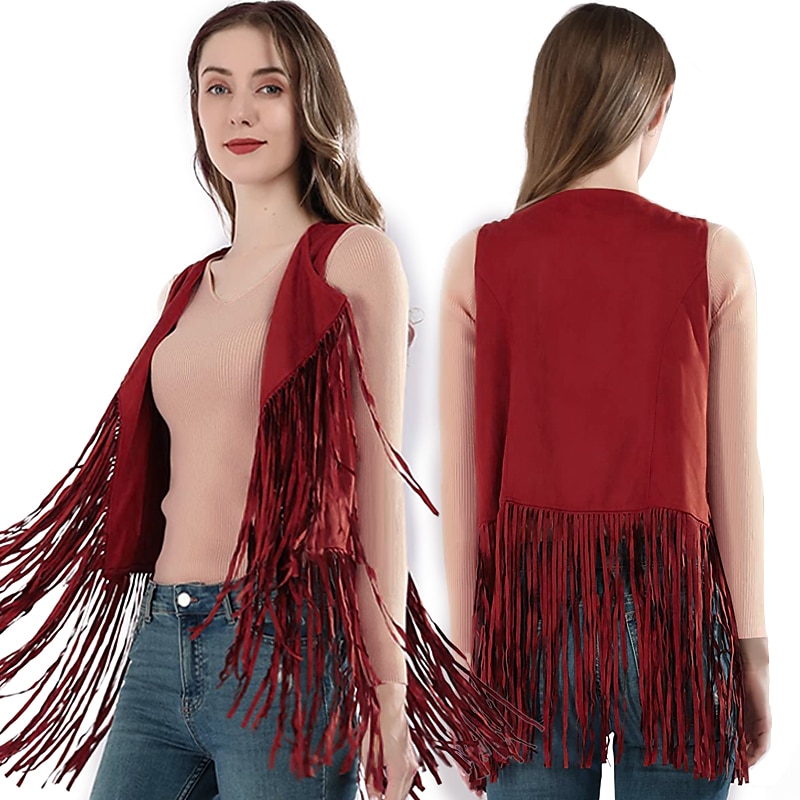 Retro / vintage 1970erne Semsket vest Ermeløs Hippie Dusk Ensfarget Dame Fest / aften Pride-parade Pride måned Voksne Topp 2025 - $22.99 –P6