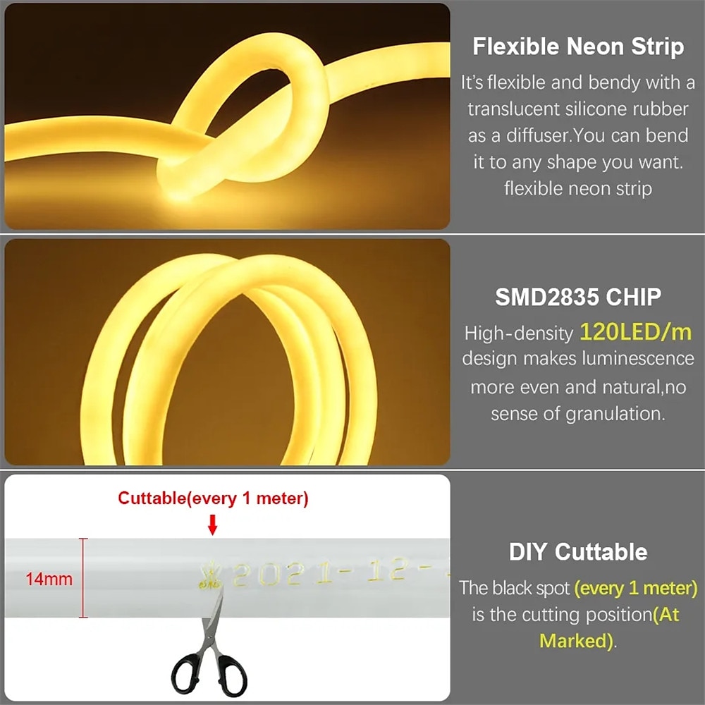 360 Round Neon Led Light Strip 220V-240V Tube Flexible Rope Lights Waterproof Holiday Home Decoration for Indoors Outdoors DIY Decor 2025 - $23.99 –P7