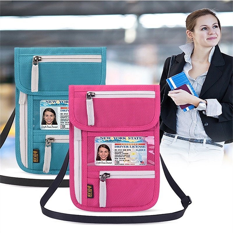 מחזיק דרכון חסימת rfid נסיעות ארנק כרטיס תיק shileding neck pouch security protect רצועה מותאמת תיק faraday 2025 - $14.99 –P5