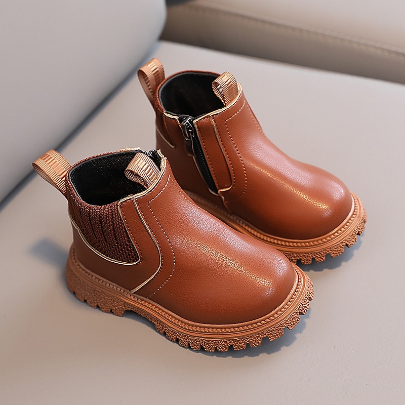 Boys Girls' Boots Daily PU Little Kids(4-7ys) Toddler(2-4ys) Daily Black White Brown Summer Spring Fall 2025 - $29.99 –P4