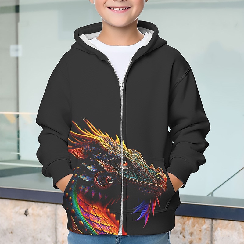 Boys 3D Animal Dinosaur Hoodie Coat Outerwear Long Sleeve 3D Print Fall Winter Fashion Streetwear Cool Kids 3-12 Years Outdoor Casual Daily Regular Fit 2025 - $18.49 –P5