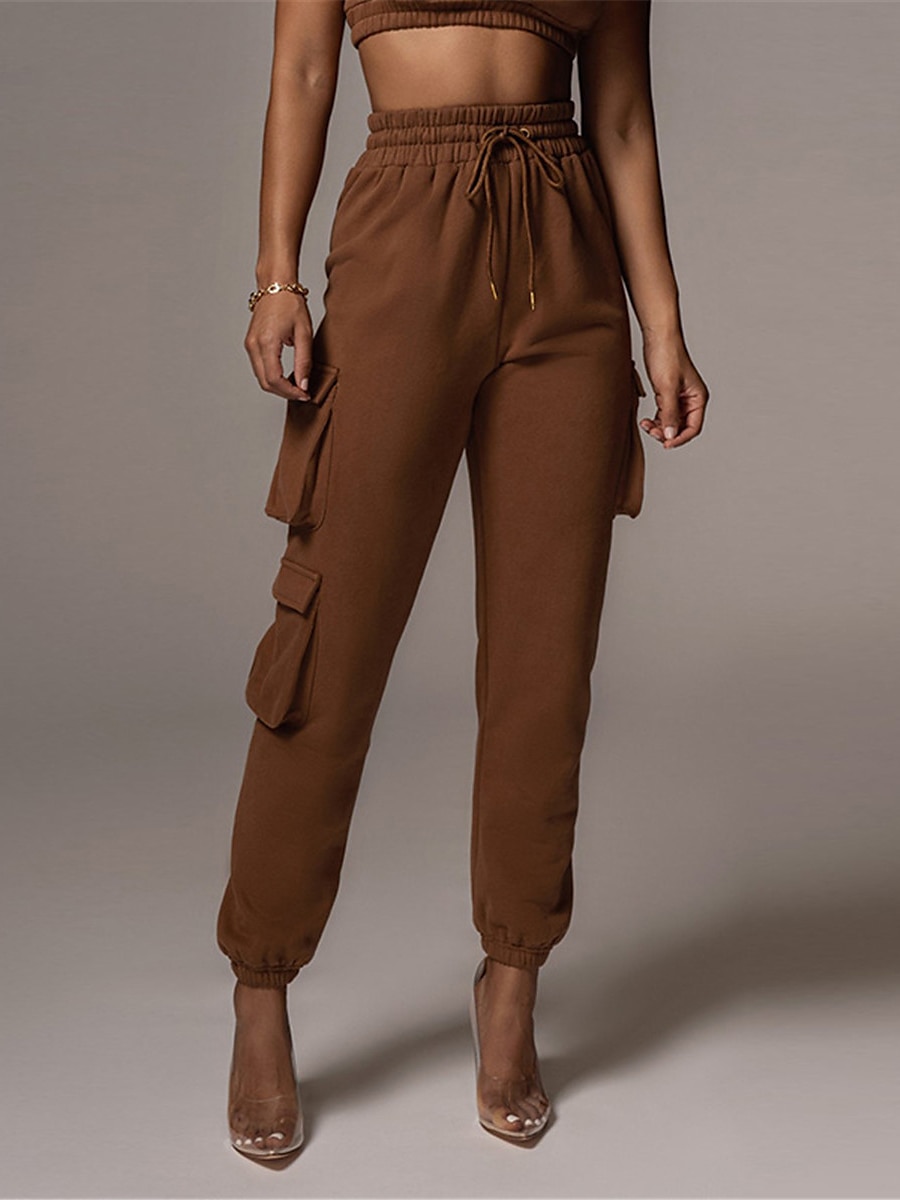 dámské cargo khaki kalhoty dlouhé bavlněné mikroelastické vysoký pas móda streetwear denní jablko zelená černá s m podzim zima 2025 - $29.99 –P8