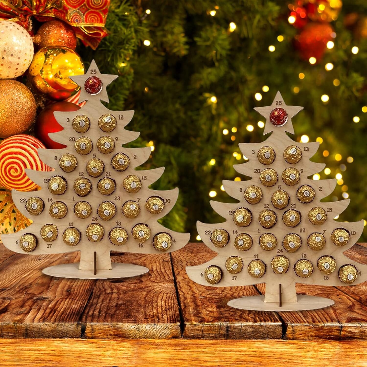עץ חג המולד Advent מעץ 2025 לוח שנה לספור לאחור של 24 ימים לחג המולד עם שוקולדים מתקן דונאט בצורת לב קישוטי מסיבה לעבודה בגן ילדים בנים ובנות קטנים 2025 - $20.99 –P2