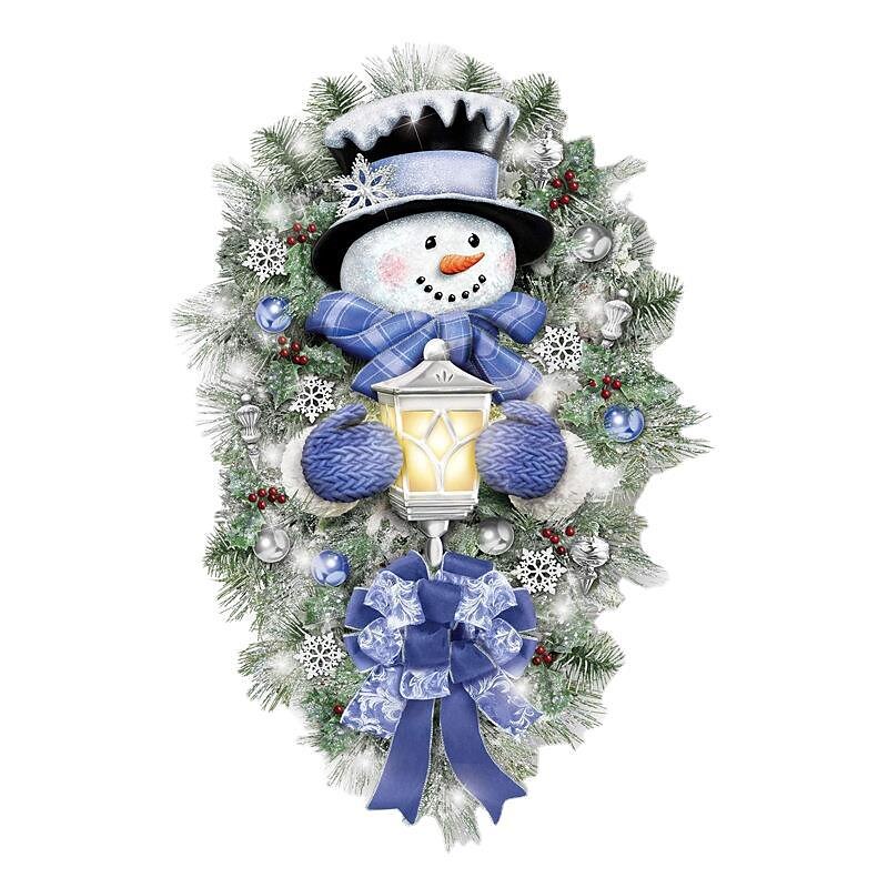 Pegatinas de pared de invierno con forma de muñeco de nieve y corona de bienvenida cálida, pegatinas navideñas para puertas, paredes y ventanas, decoración del hogar 2025 - $5.49 –P3