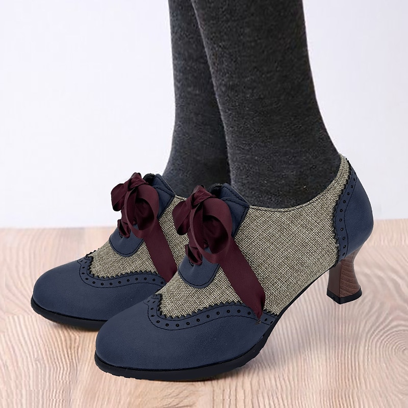 Femme Chaussures à Talons Escarpins Oxfords Chaussures Bullock Grandes Tailles Chaussures Vintage Soirée du quotidien Couleur unie Bloc de couleur Hiver Talon de chaton Bout rond Elégant de 2025 ? $59.99 –P6