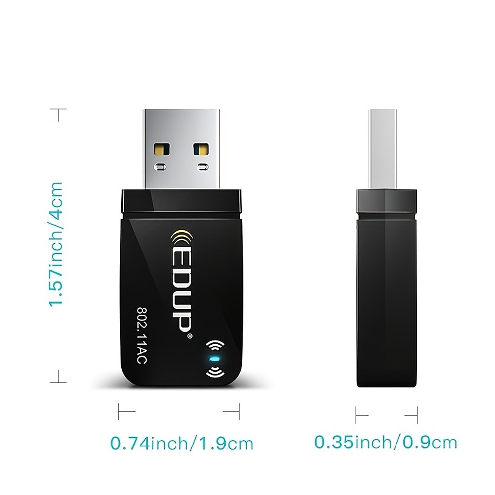 EDUP USB WiFi AC Adapter Dual Band Wireless 1300Mbps USB Lan Network Card 802.11AC Mini Portable Wi-Fi Adapter For PC LaptopSuitable For Windows XP/Vista / 7/8/10 There XMac OS X 2025 - $28.99 –P4