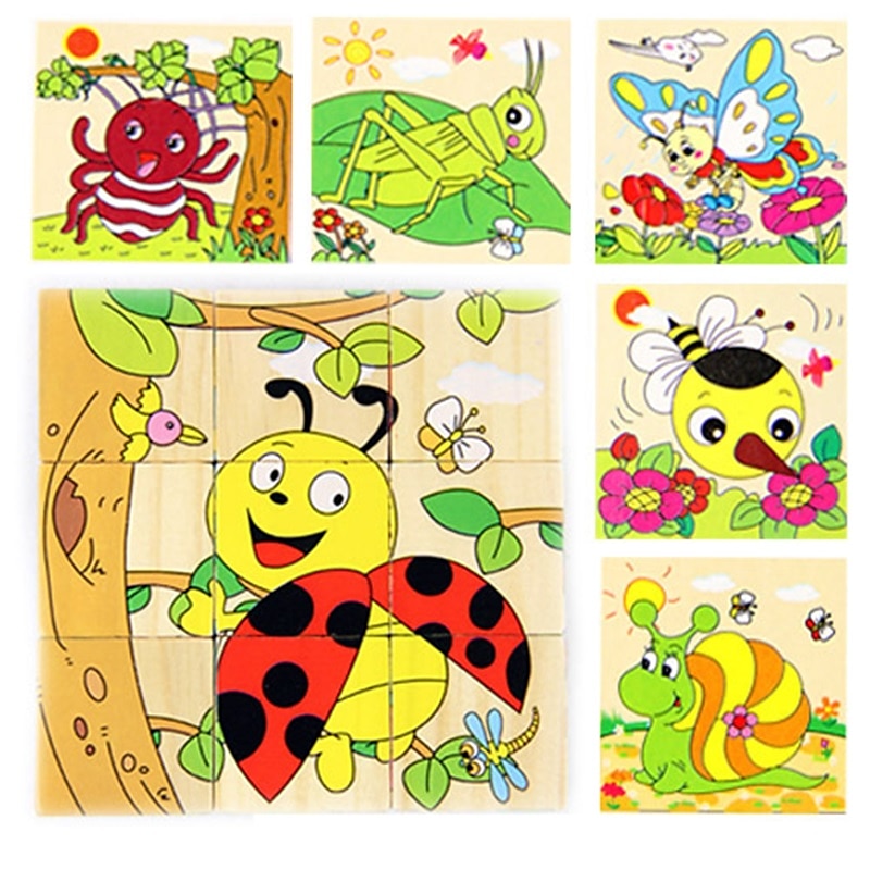 puzzle 3d din lemn pentru cadouri de aniversare pentru copii jucării puzzle pentru grădiniță bloc de construcție 3d din lemn pictură pe șase fețe 2025 - $23.99 –P8
