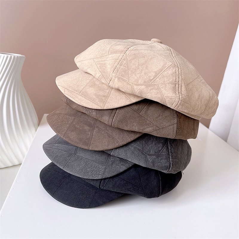 Casquette de béret d'extérieur pour femmes, couleur unie, simple, à la mode, pour filles, chapeaux de winer, chapeau de journal octogonal, automne de 2025 ? $24.99 –P7