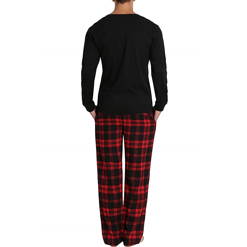 Per uomo loungewear Pigiami Set pigiama Top e pantalone del pigiama 2 pezzi A quadri Moda Informale Comoda Interni Giornaliero Misto cotone Comfort Henley Manica lunga maglietta Pantalone A del 2025 a $34.99 –P8