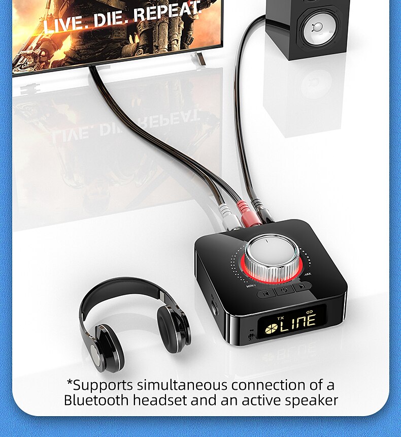 Bluetooth Receiver Transmitter LED BT 5.0 Stereo AUX 3.5mm Jack RCA Handsfree Call TF U-Disk TV Car Kit Wireless Audio Adapter 2025 - $33.99 –P10